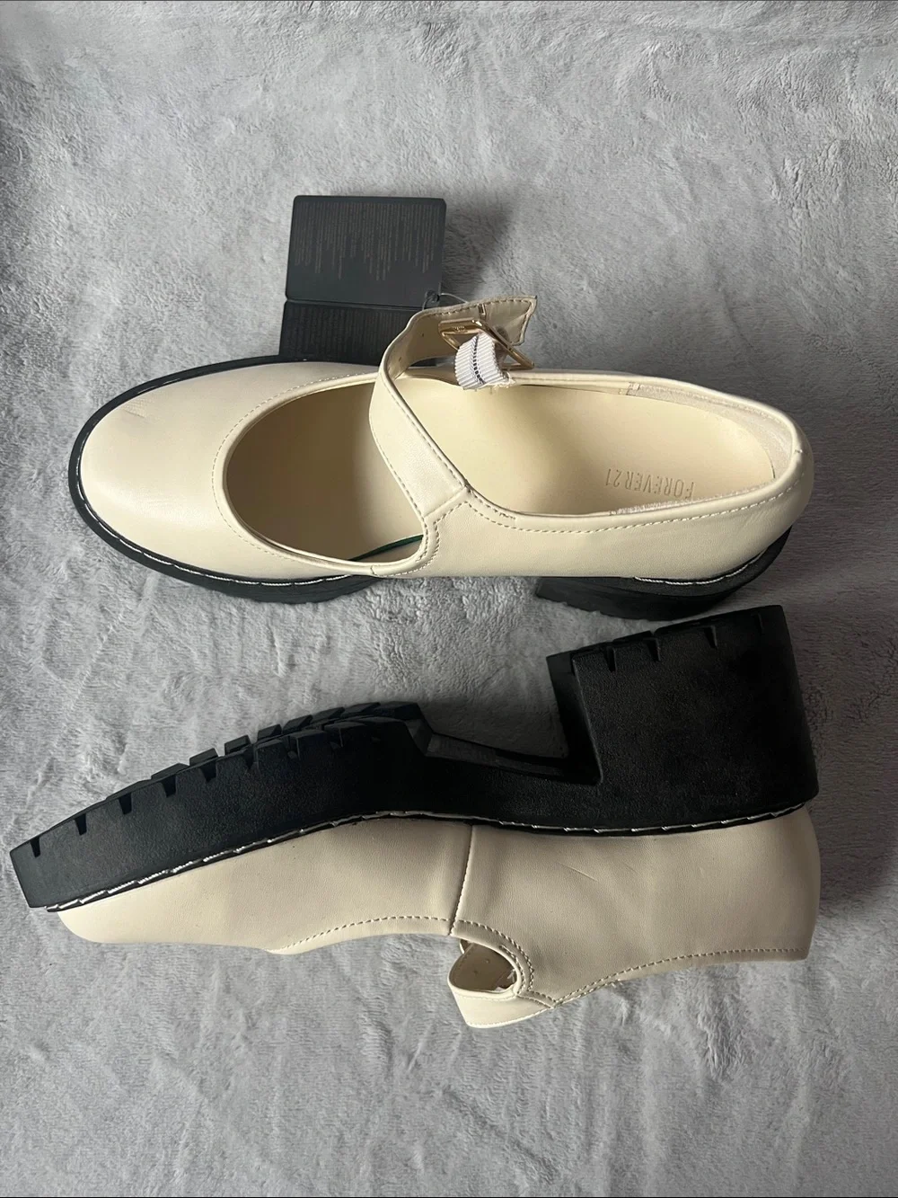Forever 21 Cream Mary Jane Platform Shoes